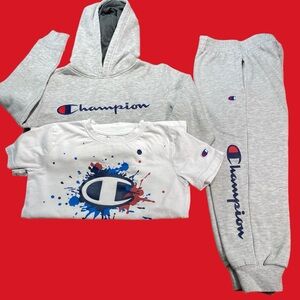 Champion (3) Piece Set Sweats, Hoodie & T-Shirt size YSM